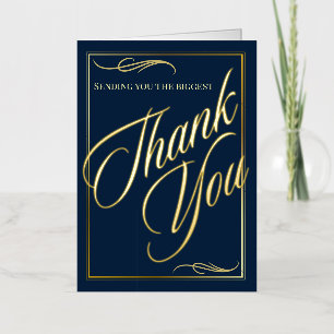 Elegante Navy Goud Folie Hartelijk Bedankt Kaart