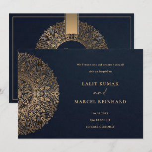 ELEGANTE NAVY GOUD KLASSIEKE SIERLIJKE MANDALA-BRU KAART
