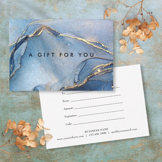 Elegante Navy Goud Marmer Agaat Cadeaubewijs