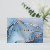 Elegante Navy Goud Marmer Agaat Cadeaubon (Staand voorkant)