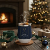 Elegante Navy Goud Rendier Prettig Kerstfeest
