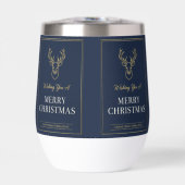 Elegante Navy Goud Rendier Prettig Kerstfeest (Voorkant)