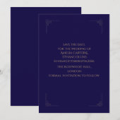 Elegante Navy & Goud Save the Date Trouwkaart (Voorkant / Achterkant)