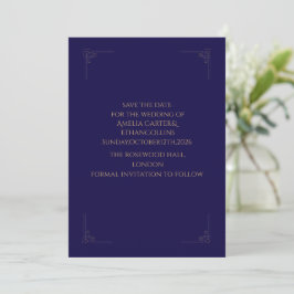 Elegante Navy & Goud Save the Date Trouwkaart
