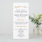 Elegante Navy Goud Script Minimale Trouwceremonie Programmakaart (Staand voorkant)
