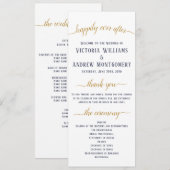 Elegante Navy Goud Script Minimale Trouwceremonie Programmakaart (Voorkant / Achterkant)