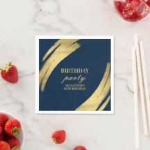 Elegante Navy Goud Verjaardagsfeest Papieren Bord