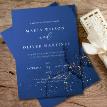 Elegante Navy Gouden Trouwuitnodiging, Minimalisti