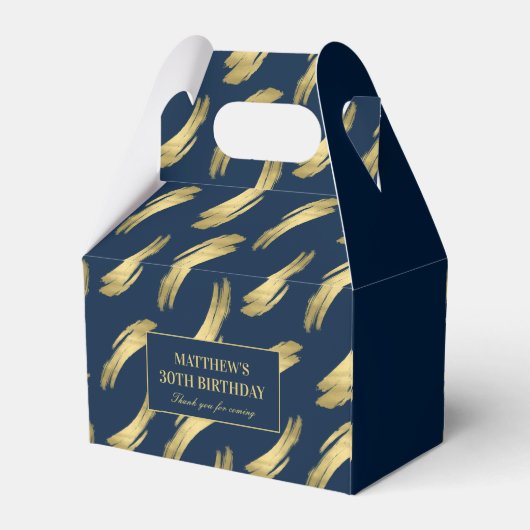 Elegante Navy Gouden Verjaardag Favoriete Boxen Bedankdoosjes (Achterkant)