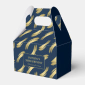 Elegante Navy Gouden Verjaardag Favoriete Boxen Bedankdoosjes (Voorkant Zijde)
