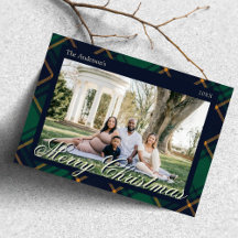 Elegante Navy Groen Geruite Kerstmis