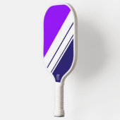 Elegante Navy Heldere Paarse Witte Racing Stripes Pickleball Paddle (Links)