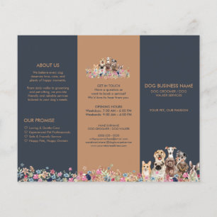 Elegante Navy Honden Bloemrijke Huisdierverzorging Flyer