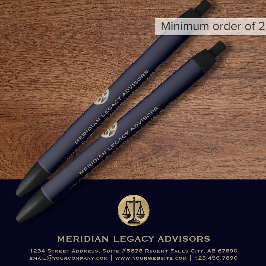 Elegante Navy Justice Scale Logo Gold Pen