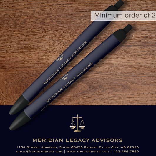 Elegante Navy Justice Scale Logo Gold Pen
