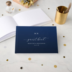 Elegante Navy-kalligrafie Gastenboek