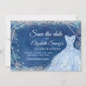Elegante Navy Kerst Mis Quince Save The Date Kaart (Voorkant)