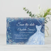 Elegante Navy Kerst Mis Quince Save The Date Kaart (Staand voorkant)
