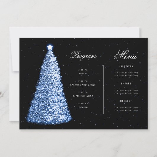 Elegante Navy Kerstboom Uitnodigen Programma Menu (Achterkant)