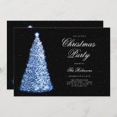 Elegante Navy Kerstboom Uitnodigen Programma Menu (Voorkant / Achterkant)