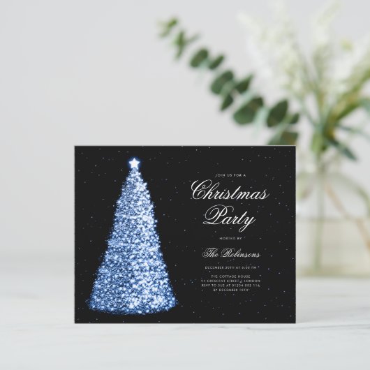 Elegante Navy Kerstboom Uitnodigen Programma Menu (Staand voorkant)