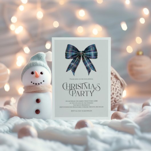 Elegante Navy kerstfeest uitnodiging met boog