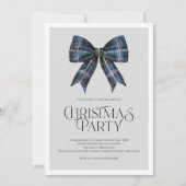 Elegante Navy Kerstfeest Uitnodiging met Strik (Voorkant)