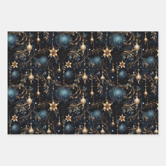 Elegante Navy Kerstmis Inpakpapier Vel (Voorkant 3)