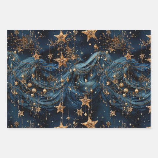 Elegante Navy Kerstmis Inpakpapier Vel (Voorkant 2)