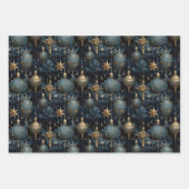 Elegante Navy Kerstmis Inpakpapier Vel (Voorkant)