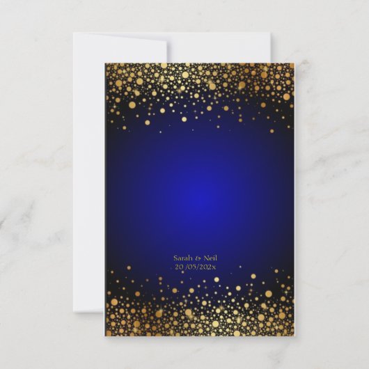 Elegante Navy Koninklijk Blauwe Gouden Trouw Uitno Bedankkaart (Achterkant)