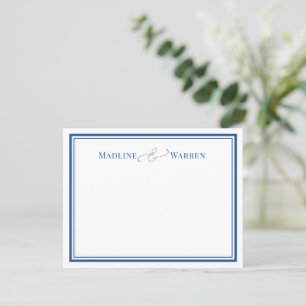 Elegante Navy Koppel Namen Persoonlijke Notitiekaa Notitiekaartje