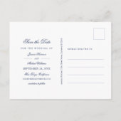 Elegante Navy Koraal Strand Foto Save The Date Uitnodiging Briefkaart (Achterkant)