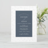 Elegante Navy Leaf Monogram Huwelijk Kaart (Staand voorkant)
