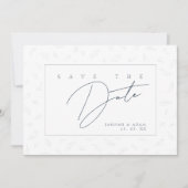 Elegante Navy Leaf Monogram Save The Date (Voorkant)