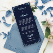 Elegante Navy & Light Blue Script Welkom Bedankt