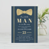 Elegante Navy Little man baby shower uitnodiging (Staand voorkant)