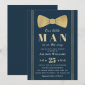 Elegante Navy Little man baby shower uitnodiging (Voorkant / Achterkant)