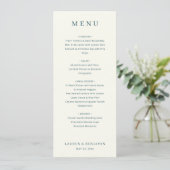 Elegante Navy Minimalistische Menu (Staand voorkant)