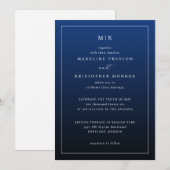 Elegante Navy Minimalistische Uitnodigingen (Voorkant / Achterkant)