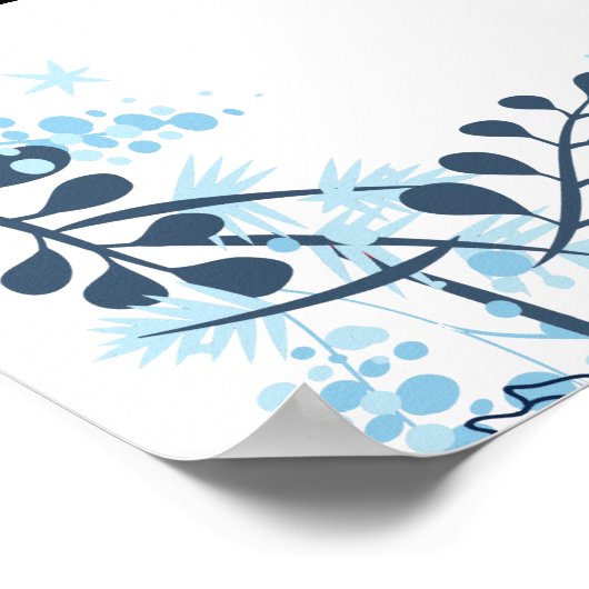 Elegante Navy Monogram Bloem Bruids douche Welkom Poster (Hoek)