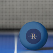 Elegante Navy Monogram Script Initiaal Naam Pingpongbal (Net)