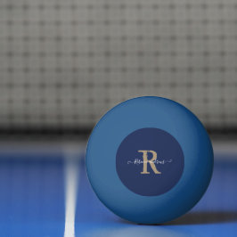 Elegante Navy Monogram Script Initiaal Naam Pingpongbal