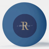 Elegante Navy Monogram Script Initiaal Naam Pingpongbal (Voorkant)