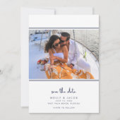 Elegante Navy Nautical Photo Wedding Save the Date (Voorkant)