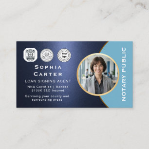 Elegante Navy Notaris Portret Gouden Lijst Visitekaartje