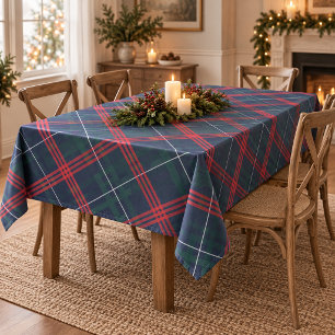 Elegante Navy Rood en Groen Tartan Schotse Kerst K Tafelkleed