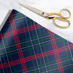 Elegante Navy Rood Groen Tartan Plaid Vakantie Cadeaupapier