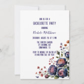 Elegante Navy Roos en Coral Bachelorette Party Kaart (Voorkant)