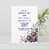 Elegante Navy Roos en Coral Bachelorette Party Kaart (Staand voorkant)